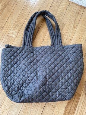 MZ Wallace Quilted Nylon Tote - Slate grey MZWallace x Gold-well